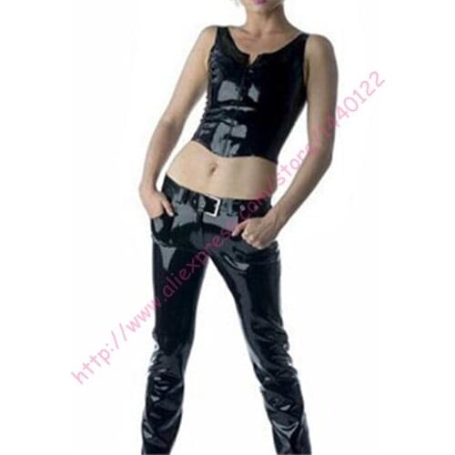 Women Black sexy latex bodice and trousers for women plus size Hot sale Customize Service