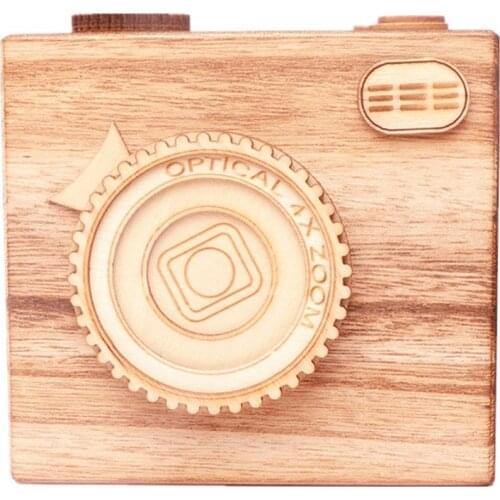 1pc Simple Creative Wooden Camera Shape Storage Box Home Exquisite Packing Box
