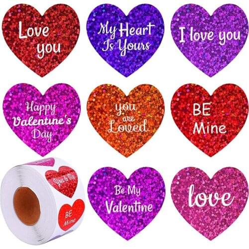 100-500pcs 1inch Heart Shaped Label Sticker Scrapbooking Gift Packaging Seal Birthday Party Wedding Supply Stationery Sticker