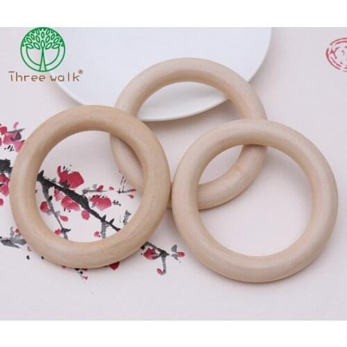 100pc/lot 5cm wooden teething beads natural unfinished wooden rings for baby