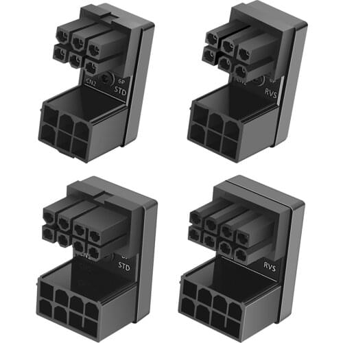ATX 8Pin 6Pin Female to 8Pin 6Pin Male 180 Degree Angled Power Adapter for Desktop Graphics Video Card GPU