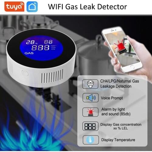 Smart tuya APP control WiFi Wireless Gas Detector Alarm Sensor Gas Leakage Sensor Natural gas leak detector