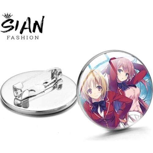 SIAN Brooch Anime Classroom of the Elite Anime Character Glass Cabochon Two Color Lapel Pins Clothes Purse Small Accessory Gift