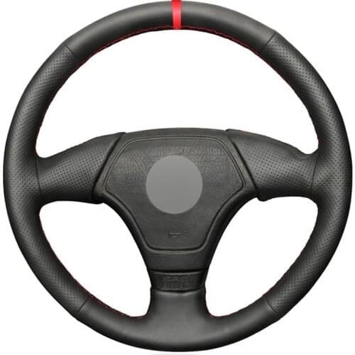 Black Leather Red Marker Steering Wheel Cover for BMW 3 Series E36 E46 1995-2000 5 Series E39 1995-1999 8 Series E31 1995-1997
