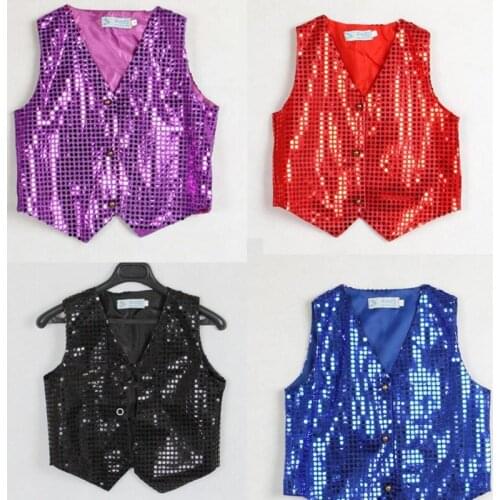 Childrens Clothing Boys Choir Students Performing Kids Hip-hop Jazz Dance Sequined Vest Dance Wear Costumes