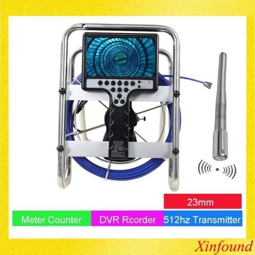 Long Spring 30m Cable 23mm 512hz Transmitter Sonde Self Leveling Pipe Sewer Drain Inspection Video Camera 7"LCD DVR Meter Counte
