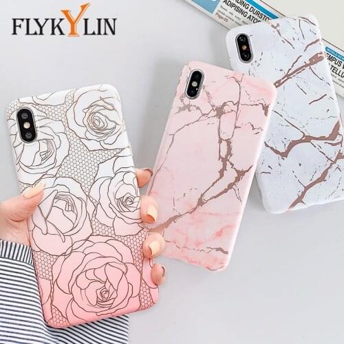FLYKYLIN Rose Gold Case For Samsung Galaxy S10 Plus S10 S9 S8 Cover Marble Silicon Phone Coque For iPhone 12 11 Pro Max Mini New