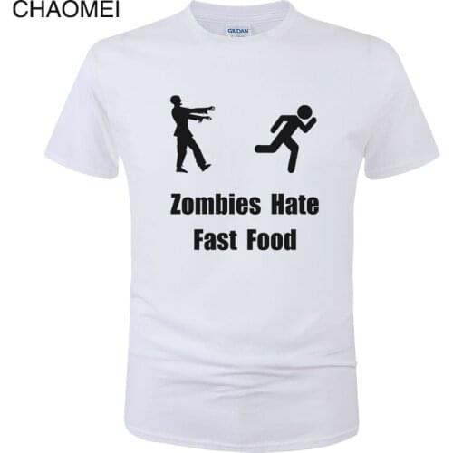 Zombies Hate Fast Food Funny Creative T Shirt Men 2019 New Short Sleeve O Neck Cotton Casual T-shirt Tops Cool Tees C28