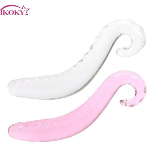 IKOKY Female Masturbator Masturbation Adult Sex Toys for Women Gay Hippocampus Fake Penis Crystal Glass Dildo Adult Products