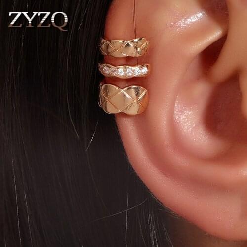 ZYZQ Personality Retro C-shaped Multilayer No holes Clip Earrings For Women Creative Temperament Earrings Party Banquet Jewelry