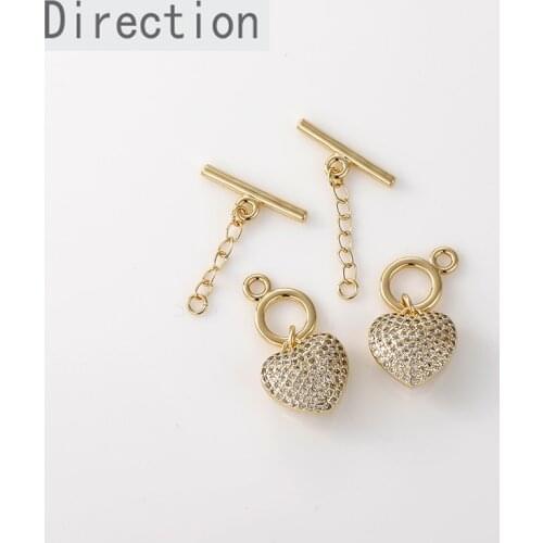 Exquisite full diamond zircon love heart ot buckle pendant diy connection ending buckle heart-shaped buckle accessories