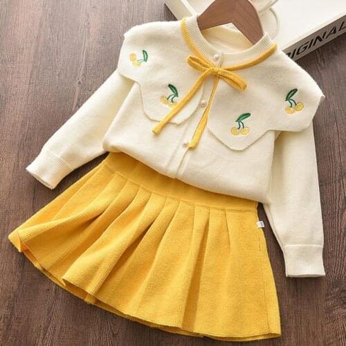 Baby Girls Clothes Set Sweet Princess Outfits Autumn Winter Kids Girls Knit Sweater + Skirt 2pcs Girl Set Children