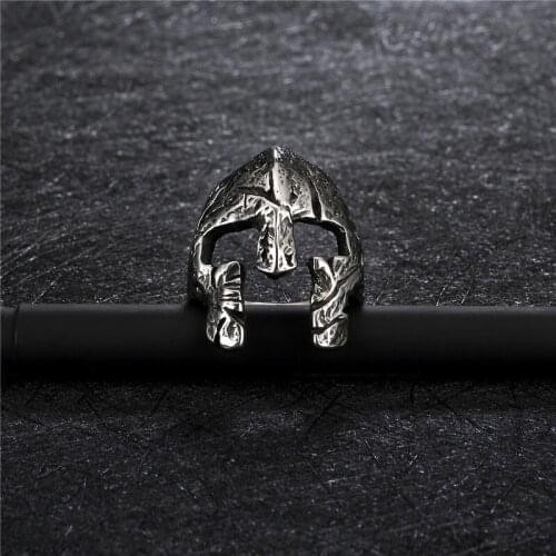 Man Viking Warrior Helmet Ring Scandinavian Pagan Norse Stainless Steel Rings Amulet Jewelry