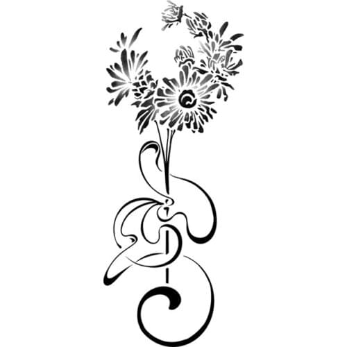 34MM×84MM Sunflower Tattoo Sticker Lasting Waterproof Personality Retro Art Girl