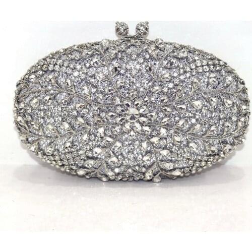 New Style Metallic Hollow Out Crystal Floral Women Evening Clutch Bag Luxury Handbags Woman Bags Designer Elegant High Quality