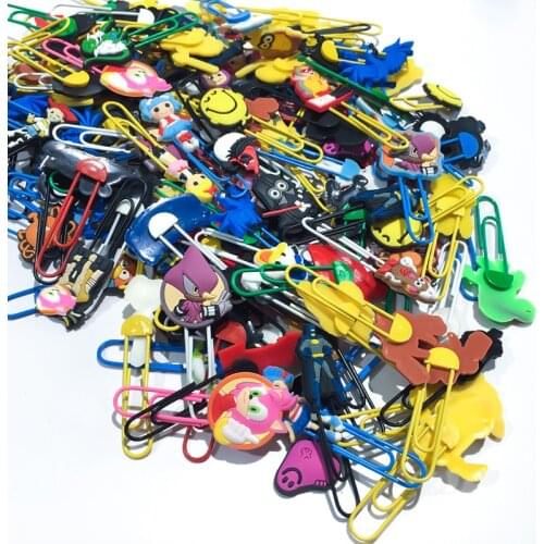 Wholesale Paper Clips 2000pcs Mixed Random Cartoon PVC Charm Bookmarks Office School Supplies Stationery Kid Birthday Gift