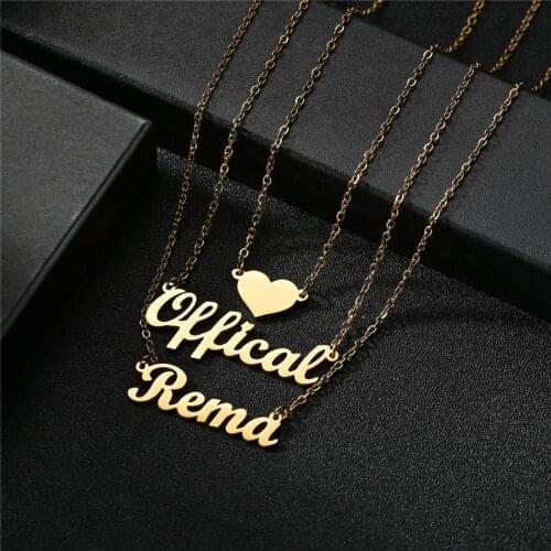 Custom Name Necklace Heart Necklace Stainless Steel Multi-layer Chain 1-3 Names Necklace Statement Pendant for Girls Femme Gift