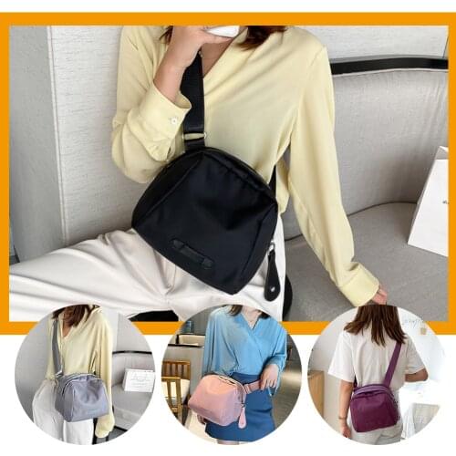 Casual Nylon Women Shoulder Bags New Fashion Shell Snaped Phone Pouch Female Solid Color Crossbody Handbag Canvas Bag