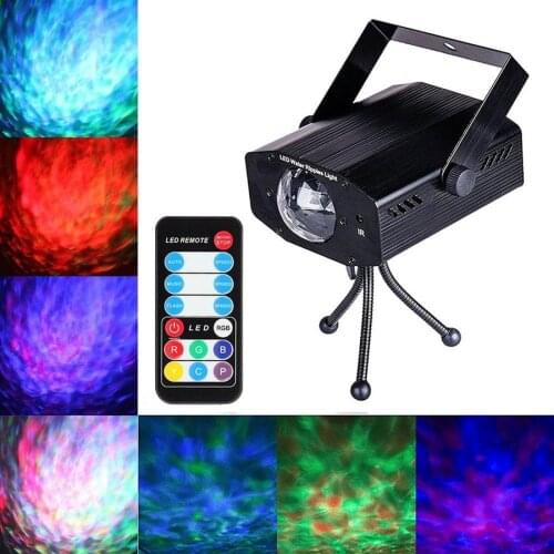 Remote Control RGB Water Wave Ripple Effect Stage Light Sound Activated Strobe Ball Lights DJ Party Laser Projector Lamp For KTV