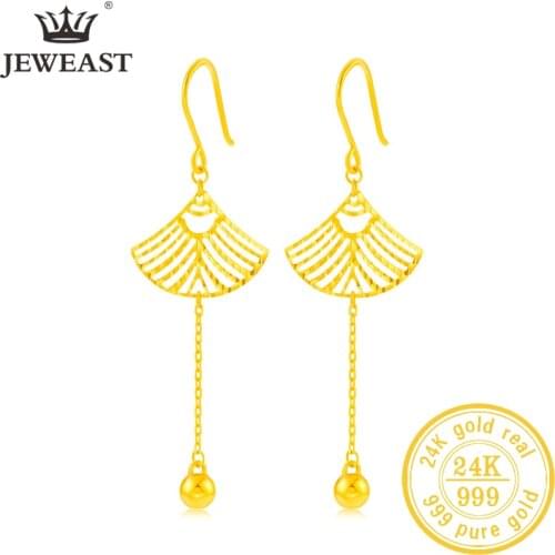 24K Pure Gold Earring Real AU 999 Solid Gold Earrings Nice Good Hollow Ball Tassel Upscale Trendy Fine Jewelry Hot Sell New 2020