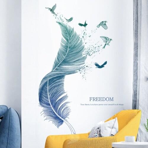 Modern Feather Wall Stickers Home Decoration Living Room Bedroom Girl Room Decor Aesthetic Teenager Wallstickers Poster