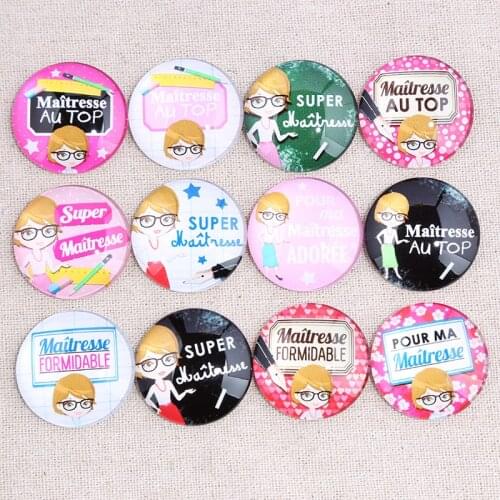 Reidgaller Mixed maitresse photo round glass cabochon 20mm 25mm 30mm diy flat back jewelry findings for pendant keychain