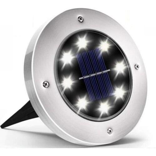 Solar Powered 8LEDs Ground Light Waterproof Garden Pathway Deck Lights for Outdoor Yard Garden Decking Lawn Waterproof