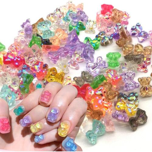 5 Pcs Cute Bear 3D Nail Art Decorations Resin Polish UV Gel DIY Ornaments 3 Size Crystal Nail Gummy Bear Manicure Accessories