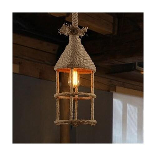 IWHD Retro Vintage Lamp Hemp Rope Pendant Lights Creative House Luminaire Iron Loft Style Industrial Hanging Lamps Bar Cafe
