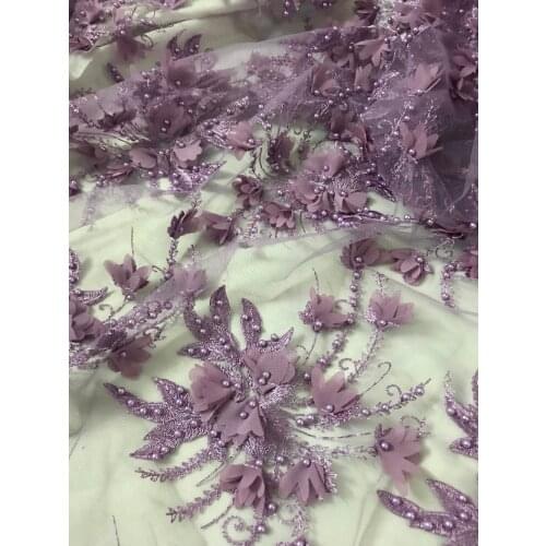 High Quality African Laces Applique Tulle Mesh Fabric Embroidered Beaded Lace Wedding Bridal Dress Lace Materials