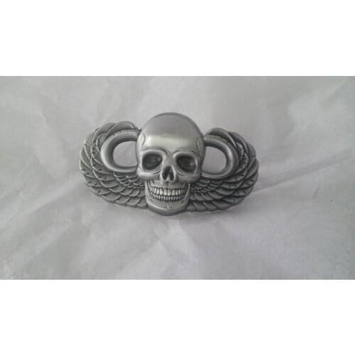 Factory custom 1.5" 38.1mm antique looking skull with wings lapel pin badge emblem