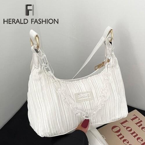 Womens Bag Retro Pure Color PU Leather Shoulder Underarm Bags for Women Casual 2021 Fashion New Ladies Small Handbags Purse