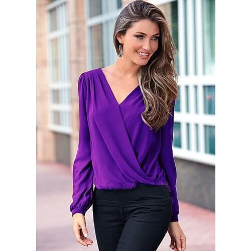 Summer 2016 Women Long Sleeve Chiffon Blouses Work Wear Shirts V-neck New Fashion Women Tops Business Blusas Roupas Femininas