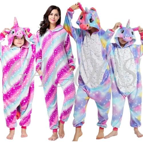 Kigurumi Childrens Pajamas for Boys Girls Unicorn Clothes Flannel Kids Stitch Pijamas Set Animal Sleepwear Winter Party Costume