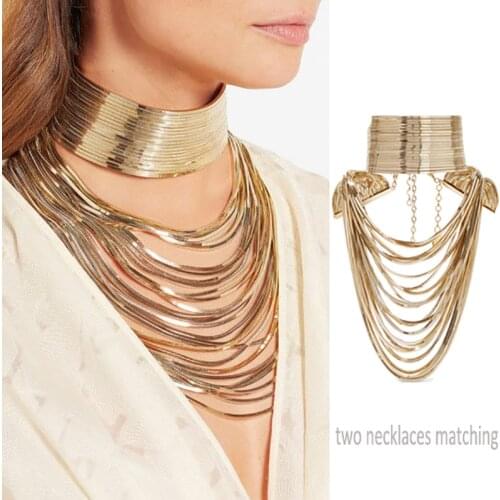 JURAN Gold Punk Collar Choker 2019 Metal Chain Tassel Necklace & PendantChoker Maxi Statement Necklace 3 Colors B1507 H2408-1