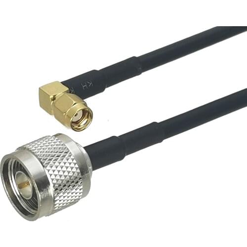 1Pcs RG58 RP-SMA Male Jack Right angle to N Male plug Connector RF Coaxial Jumper Pigtail Cable 4inch~50M