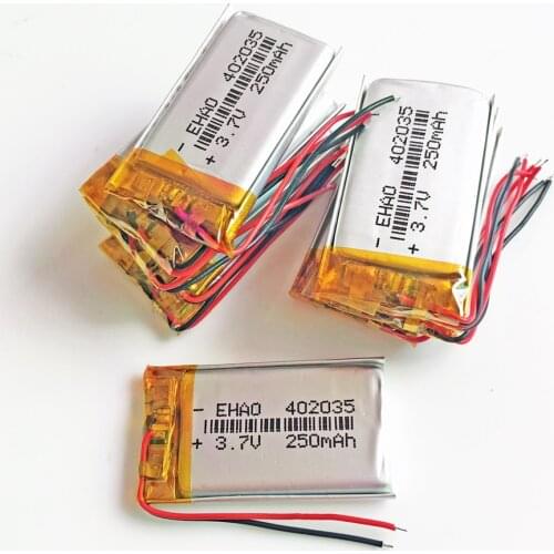 Lot 10 pcs 3.7V 250mAh 402035 lithium polymer Lipo rechargeable battery cells for MP3 GPS bluetooth headset video pen camera