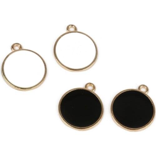 10pcs/lot 15mm Zinc Alloy Round Enamel Charms Metal Pendants For DIY Earrings Necklace Bracelet Jewelry Making