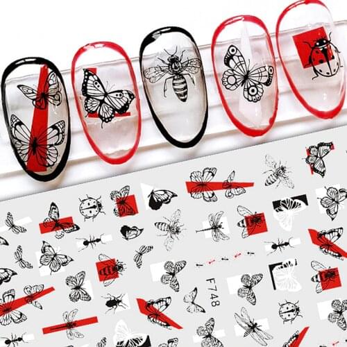 2PCS 3D Nail Sticker Cool English Letter Nail Art Decorations Foil Butterfly Design Nails Accessories Fashion Manicure Stickers