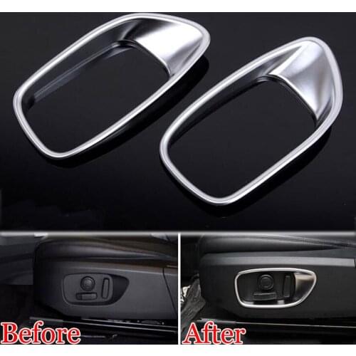 2 pcs/set ABS Chrome Seat Adjustment Control Switch Cover Trim Frame Decoration Fits For Land Rover Discovery Sport 2015-2016