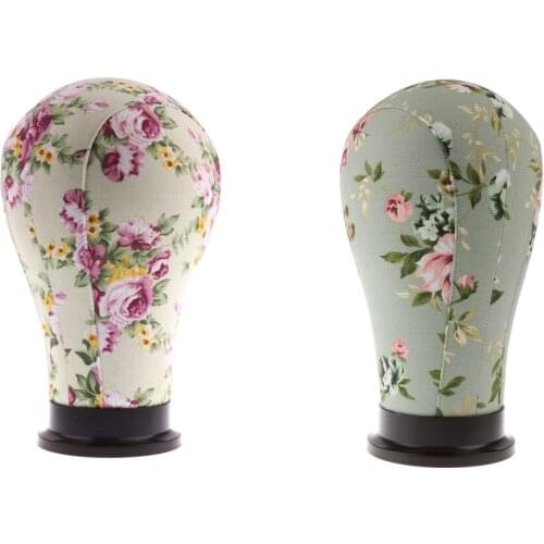 2pcs Professional Flower Mannequin Canvas Block Head Wig Toupee Display Style Wigs Drying Dye With Mount Hole