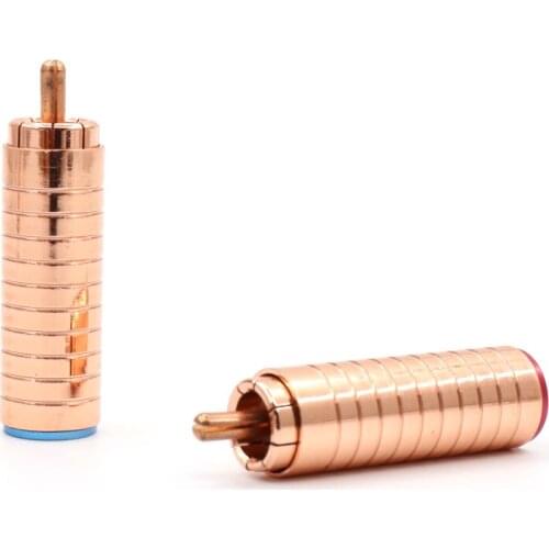 4pcs RCA Plug red copper Plated Audio Video Adapter Connectors Soldering for video cable