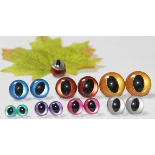 40pcs-- 7.5/9mm/10.5mm/12mm/13.5mm/15mm/16/18mm handcraft paint smooth stem plastic toy cat eyes & meteal washer-color option