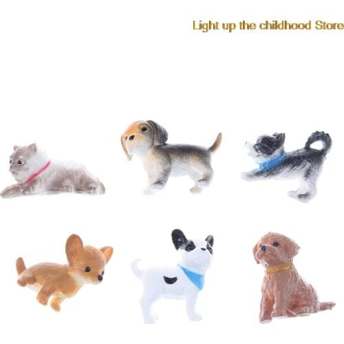 6pcs/lot 1:12 Scale Simulation Cat And Dog Dollhouse Miniature Model Doll House Decoration Gift Dolls Accessories