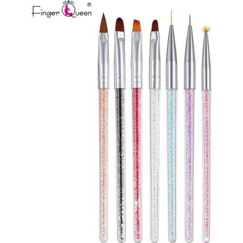 7Pcs Rhinestone Artistic Nail Art Brush Acrylic Gradient Ombre Brush Extension Builder Painting Nail Art Manicure Tool Set