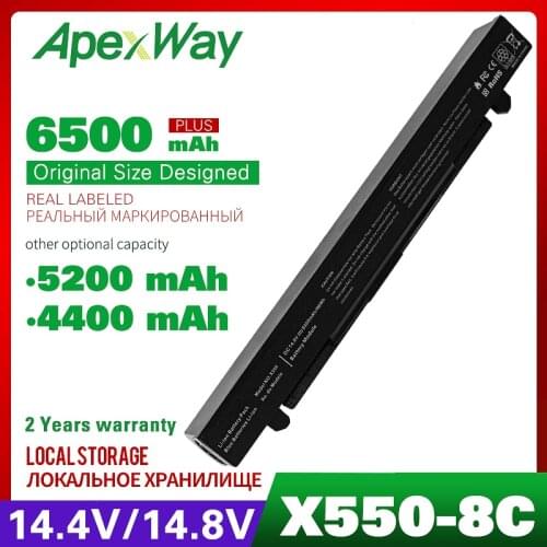 ApexWay 4400mAh Laptop Battery For ASUS A41-X550A X450 a41 x550a A550 K450 K550 F550 R409 R510 X450EA A450CC A550LA P450 x550a
