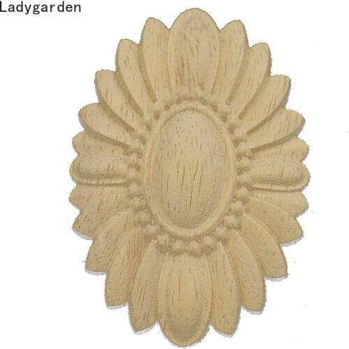 Retro European Wood Applique Carved Decal Corner Floral Onlay Appliques Frame for Wall Doors Furniture Decorative Figurines