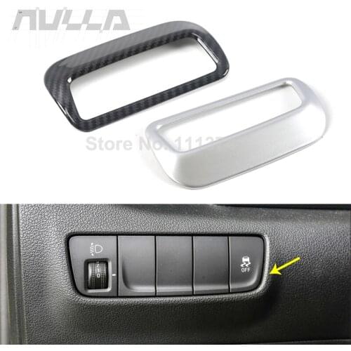 Carbon Look Silver Car Headlight Switch Frame Cover Trim For Hyundai Kona Encino 2017 2018 2019 2020 Car Decoration Accessories