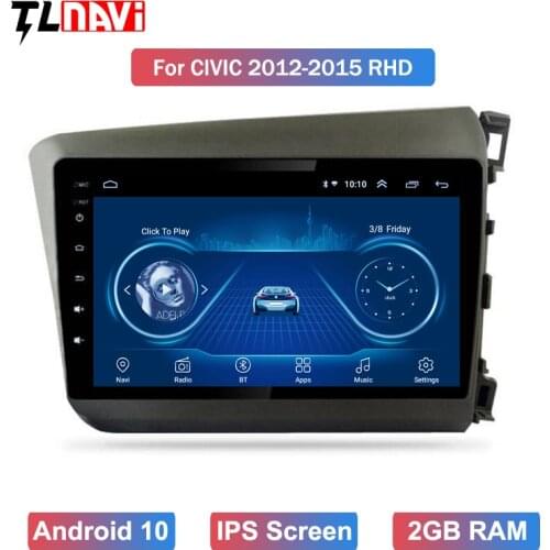 10" Android 10 car multimedia player for 2012-2014 Honda-Civic RHD Radio GPS navigation Audio System with Bluetooth WiFi
