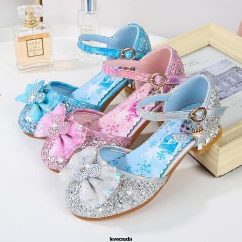 Frozen Girls Shoes Flats Princess Shoes Pearl Sequins Childrens Sandal Fashion Dance Performance Single Shoes Party Sandal